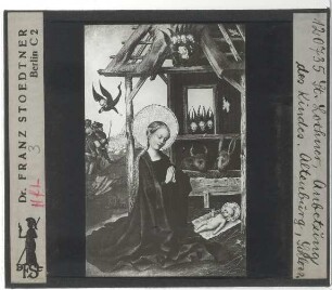 Lochner, Anbetung des Kindes (Rückseite: Kreuzigung Christi) (München AP 13169)
