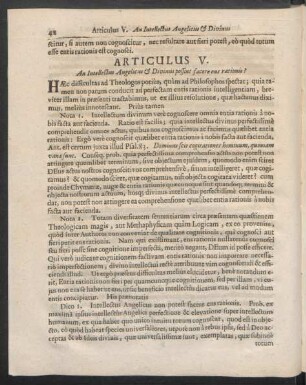 Articulus V. An Intellectus Angelicus & Divinus possint facere ens rationis?