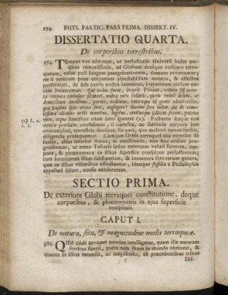 Dissertatio Quarta. De corporibus terrestribus.