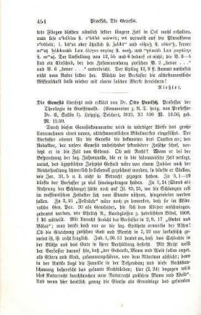 454-455 [Rezension] Procksch, Otto, Die Genesis