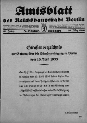 8. Sonder-Ausgabe, 30. März 1940