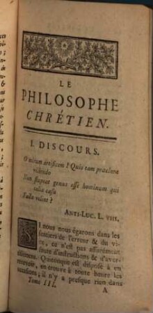 Le Philosophe Chrétien, Ou Discours Moraux. 3