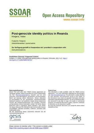 Post-genocide identity politics in Rwanda