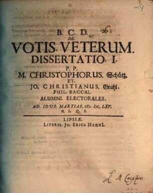 De votis veterum diss. I.