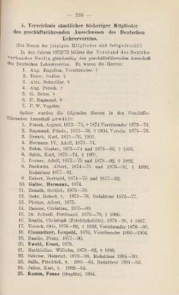 4. Verzeichnis sämtlicher bisheriger Mitglieder des geschäftsführenden Ausschusses des Deutschen Lehrervereins