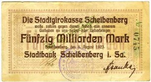 Scheck über Fünfzig Millarden Mark