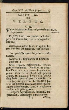 Caput VIII. De Verbis