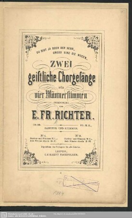 Zwei geistliche Chorgesänge für vier Männerstimmen : op. 39