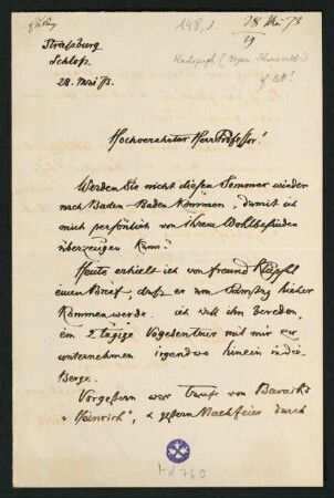 Brief vom 28. Mai 1873