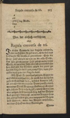 Von der einfach-verkehrten oder Regula conversa de tri.