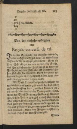 Von der einfach-verkehrten oder Regula conversa de tri.