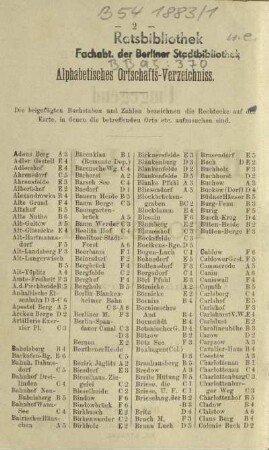 Alphabetisches Ortschafts-Verzeichniss