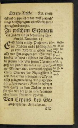 Zu welchem Gezeugen ein Richter/ in ire behausung schicken sol. Articulus 25.