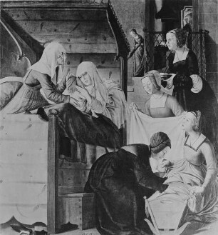 Altar mit Szenen aus dem Marienleben — Altar im geschlossen Zustand — Rechter Flügel — Geburt Mariae