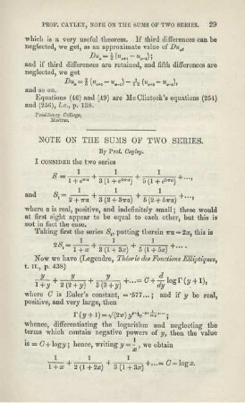 NOTE ON THE SUMS OF TWO SERIES.