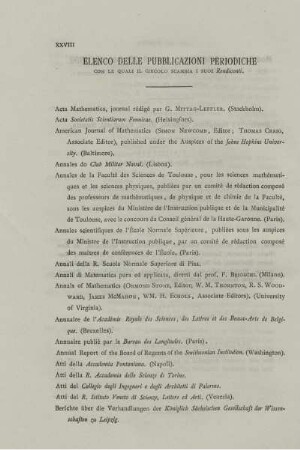 Elenco delle publicazioni periodiche.