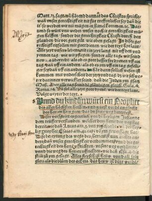 Unnd du kindlin würst ein Prophet des aller höchsten heissen ...