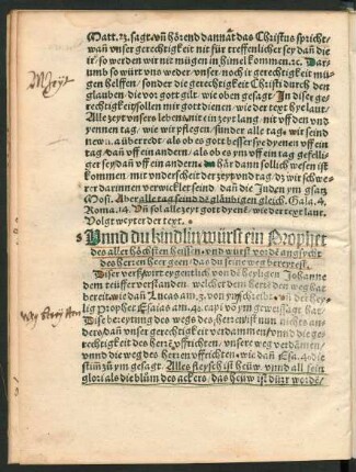 Unnd du kindlin würst ein Prophet des aller höchsten heissen ...