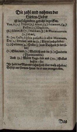 Die zahl und nahmen der Hirten-Lieder ...