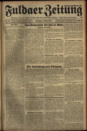 Erste Ausgabe vom Freitag, den 10. März 1933.