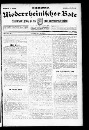 Niederrheinischer Bote : rechtsstehende Zeitung für den Stadt- und Landkreis Düsseldorf