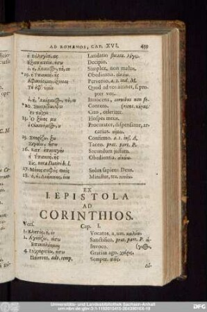 Ex I. Epistola Ad Corinthios.