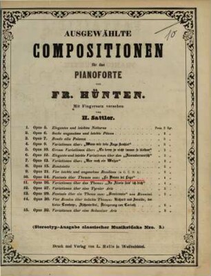 Ausgewählte Compositionen für das Pianoforte. 10, Fantasie : über Themas aus La Donna del Lago [von] (Rossini) ; op. 24