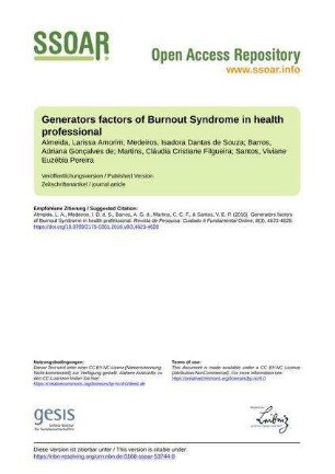 Generators factors of Burnout Syndrome in health professional