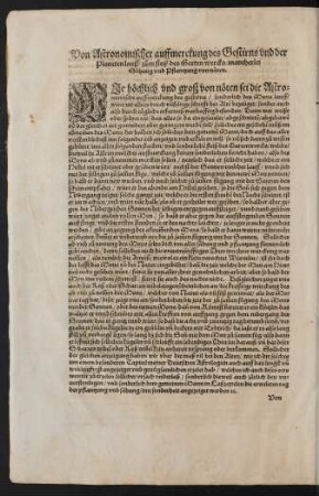 Von Astronomischer auffmerckung des Gestirns und der Planeten lauff/ ...