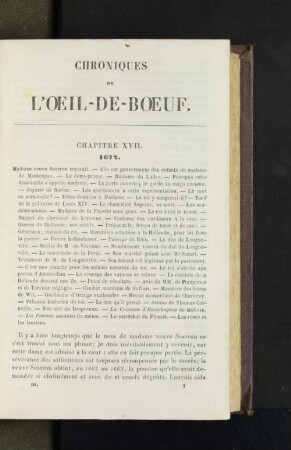 Chroniques de L'Oeil-de-Boeuf.