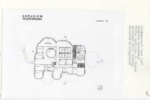 Aquarium, Lübeck-Travemünde (Diplomarbeit bei Peter Poelzig): Grundriss Kellergeschoss 1:200