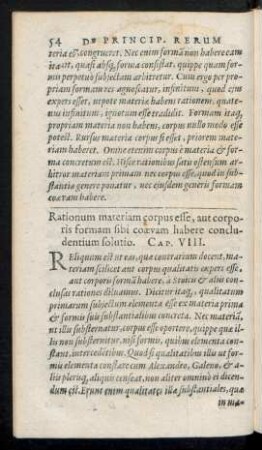 Rationum materiam corpus esse ... Cap. VIII.