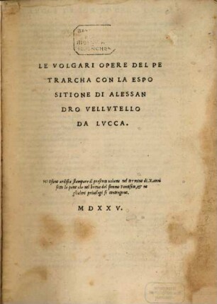 Le volgari opere del Petrarcha