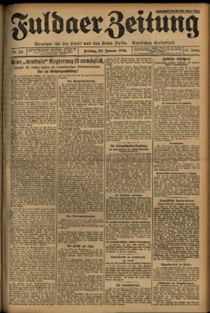 Ausgabe vom Freitag, den 29. Januar 1926.