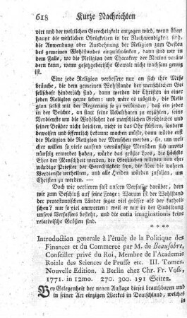 Introduction générale à l'étude de la politique des finances et du commerce. Nouv.éd. Tom.1-3.
