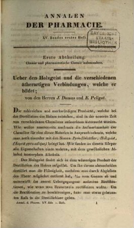 Annalen der Pharmacie, 15. 1835