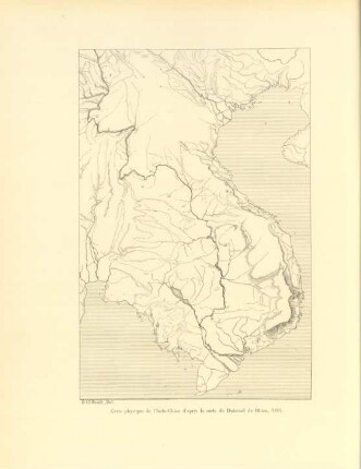 Carte physique de l'Indo-Chine d'après la carte de Dutreuil de Rhins, 1881