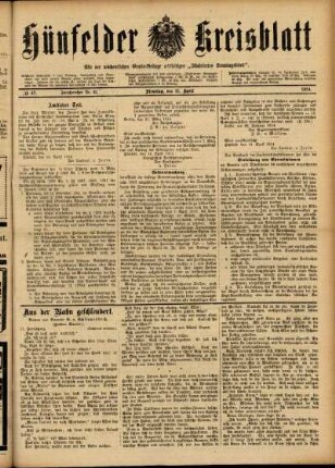 Ausgabe vom Dienstag, den 21. April 1914.