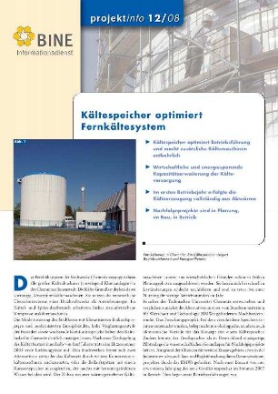 Kältespeicher optimiert Fernkältesystem.