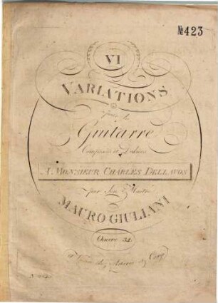 VI variations pour la guitarre : oeuvre 34