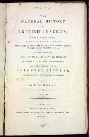 Vol. 1: The natural History of British insects . Vol. 1