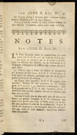 53, Notes sur l'ODE II. Liv. IV.