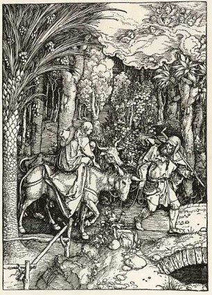 Flucht nach Ägypten : Flucht nach Ägypten. Holzschnitt (1503; A. Dürere)