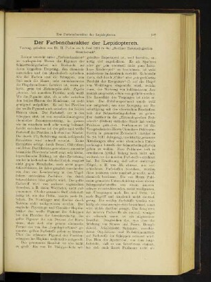 Der Farbencharakter der Lepidopteren.