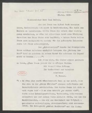 Briefabschrift an Paul Bekker : 20.08.1920