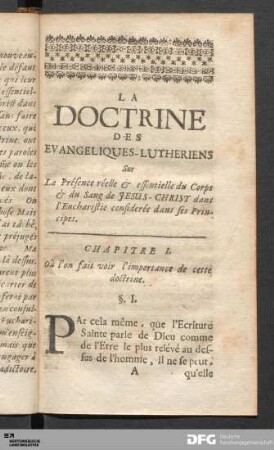 Chapitre I. Où l'on fait voir l'importance de cette doctrine.