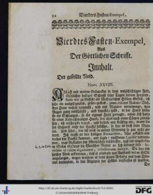 Vierdtes Fasten-Exempel, aus der Göttlichen Schrifft.