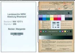 Entnazifizierung Margarete Becker , geb. 18.10.1920 (Stenotypistin)