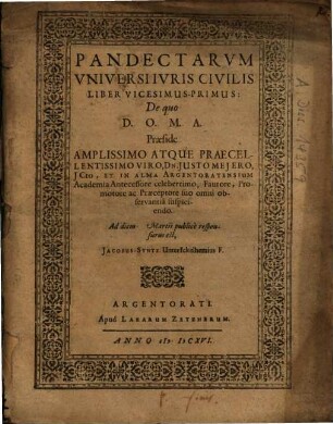 Pandectarum Universi Iuris Civilis Liber Vicesimus Primus