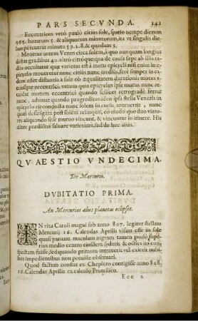 Quaestio Undecima, De Mercurio.